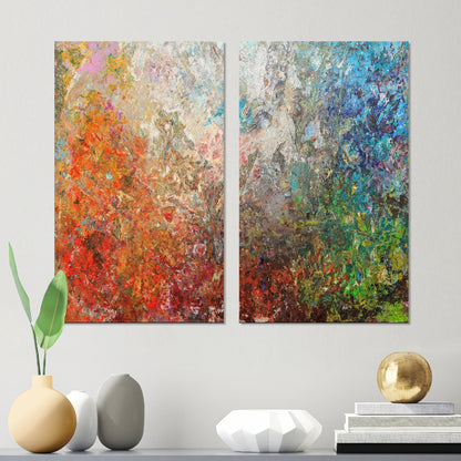 Ensemble de 2 impressions sur toile abstraites Designart Board Stained Abstract Art