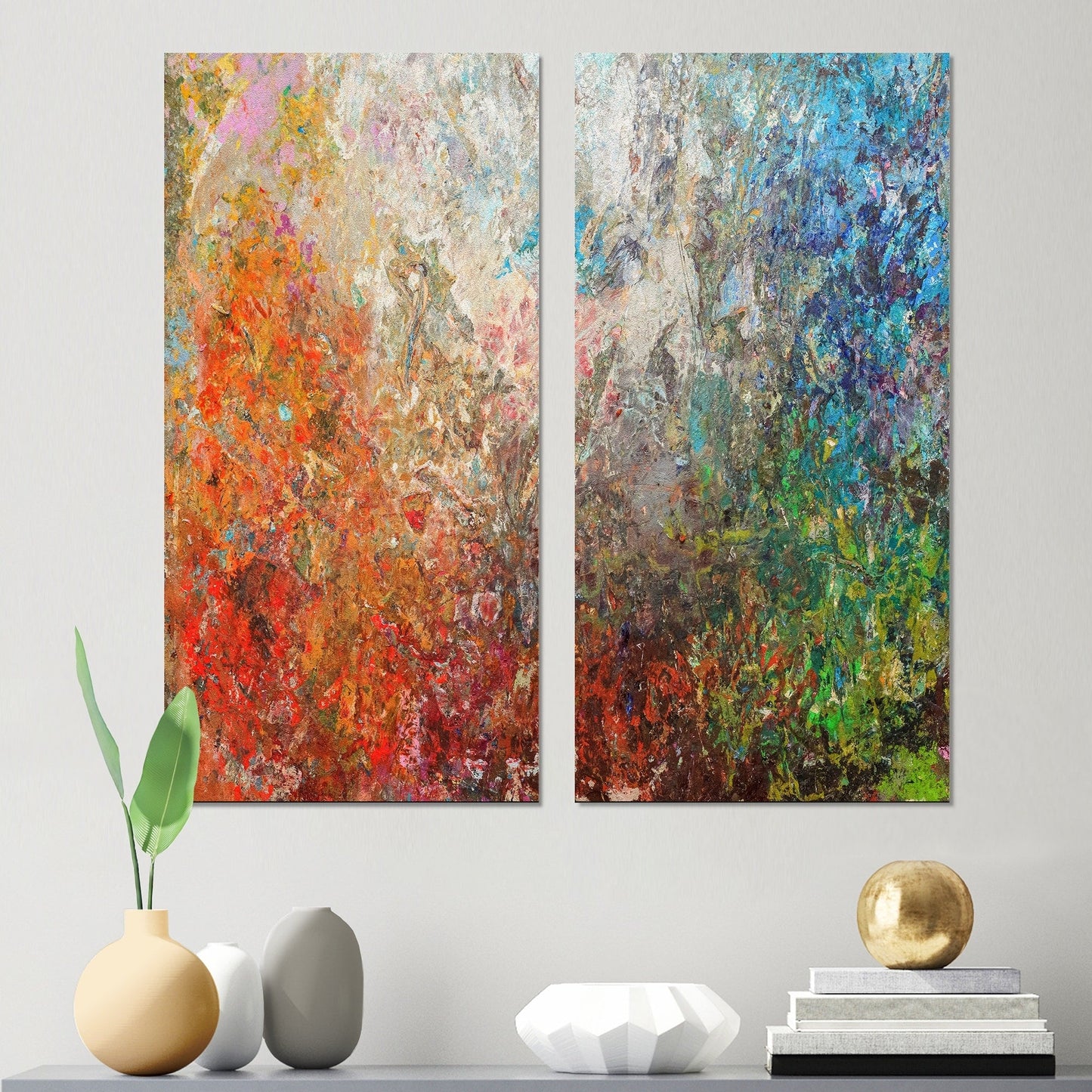 Ensemble de 2 impressions sur toile abstraites Designart Board Stained Abstract Art