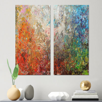Ensemble de 2 impressions sur toile abstraites Designart Board Stained Abstract Art