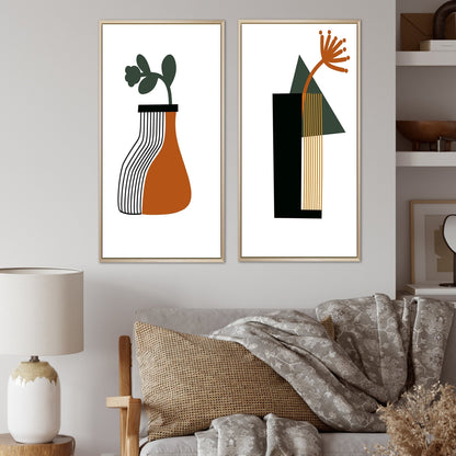 Designart Bohème Mid-Century Géométrique Typographie VI Géométrique Encadré Art Ensemble de 2 Pièces