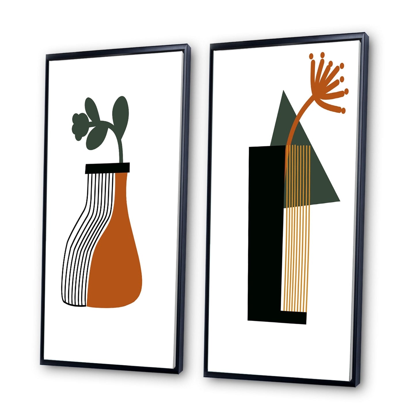 Designart Bohème Mid-Century Géométrique Typographie VI Géométrique Encadré Art Ensemble de 2 Pièces