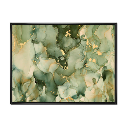Impression sur toile encadrée moderne Designart Green Luxury Abstract Fluid Art I