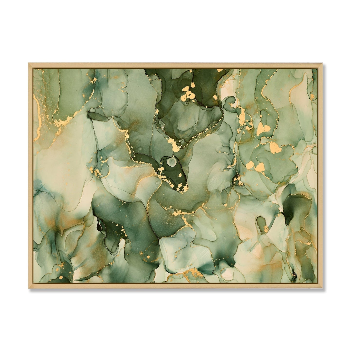 Impression sur toile encadrée moderne Designart Green Luxury Abstract Fluid Art I