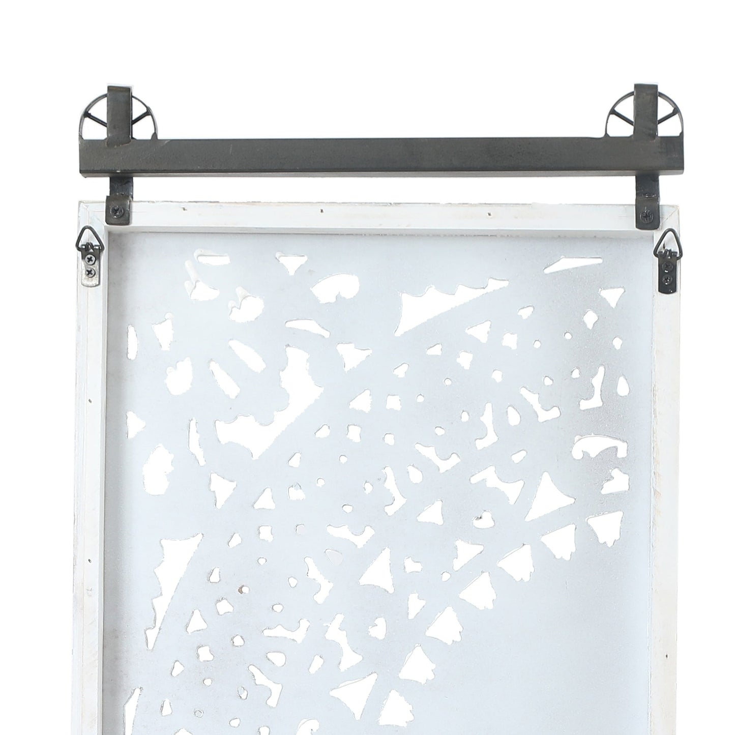 Décoration murale en bois blanc ivoire vieilli avec des touches de noir (lot de 2)