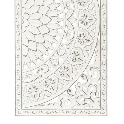 Décoration murale en bois blanc ivoire vieilli avec des touches de noir (lot de 2)