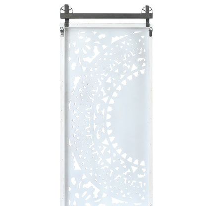 Décoration murale en bois blanc ivoire vieilli avec des touches de noir (lot de 2)