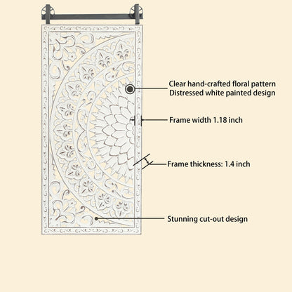 Décoration murale en bois blanc ivoire vieilli avec des touches de noir (lot de 2)