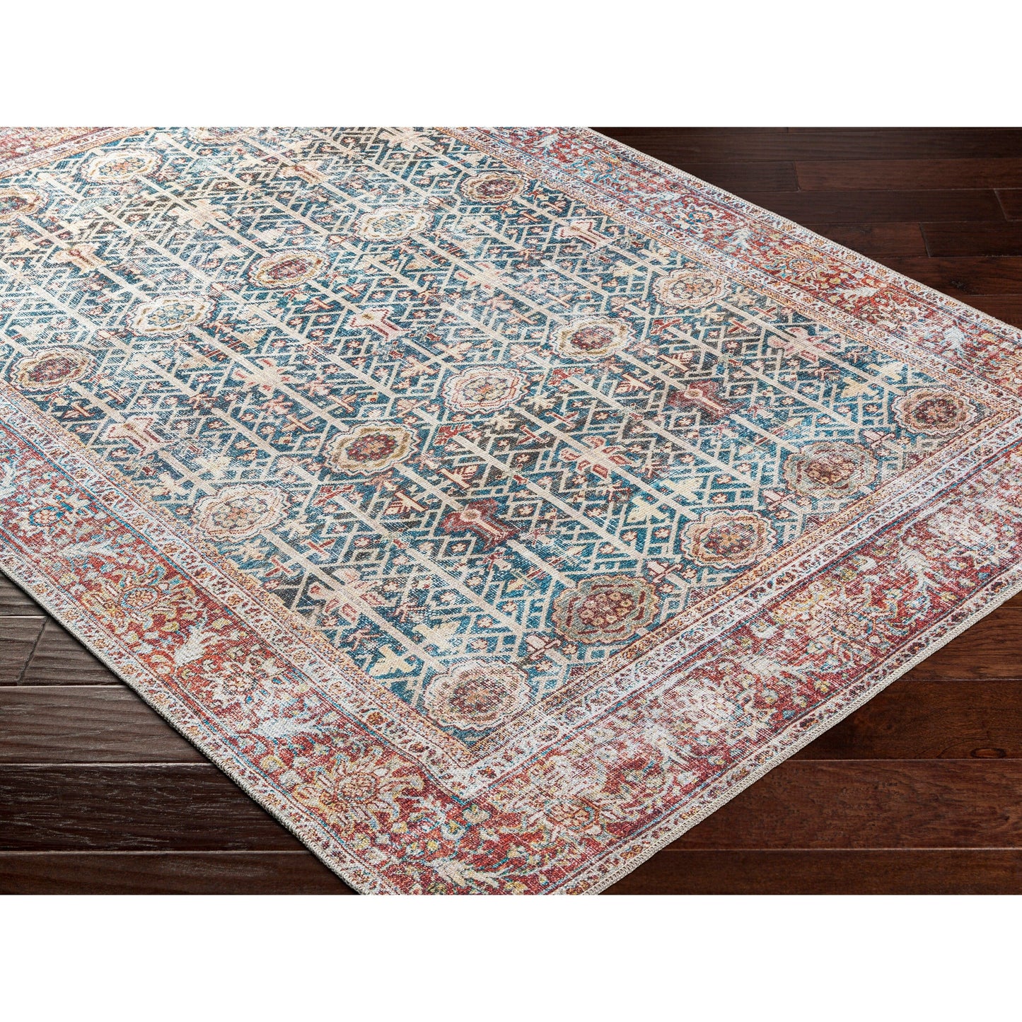 Tapis Domitian traditionnel vintage lavable en machine, tissé artistiquement