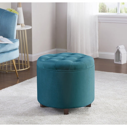 Pouf de rangement rond capitonné Donovan