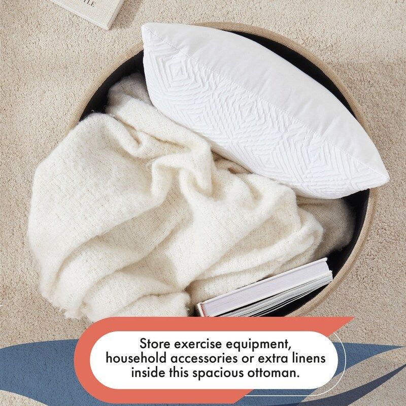 Pouf de rangement rond capitonné Donovan