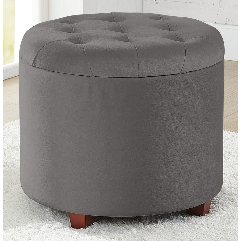 Pouf de rangement rond capitonné Donovan
