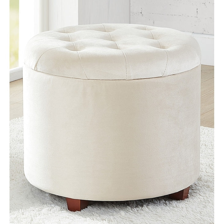 Pouf de rangement rond capitonné Donovan