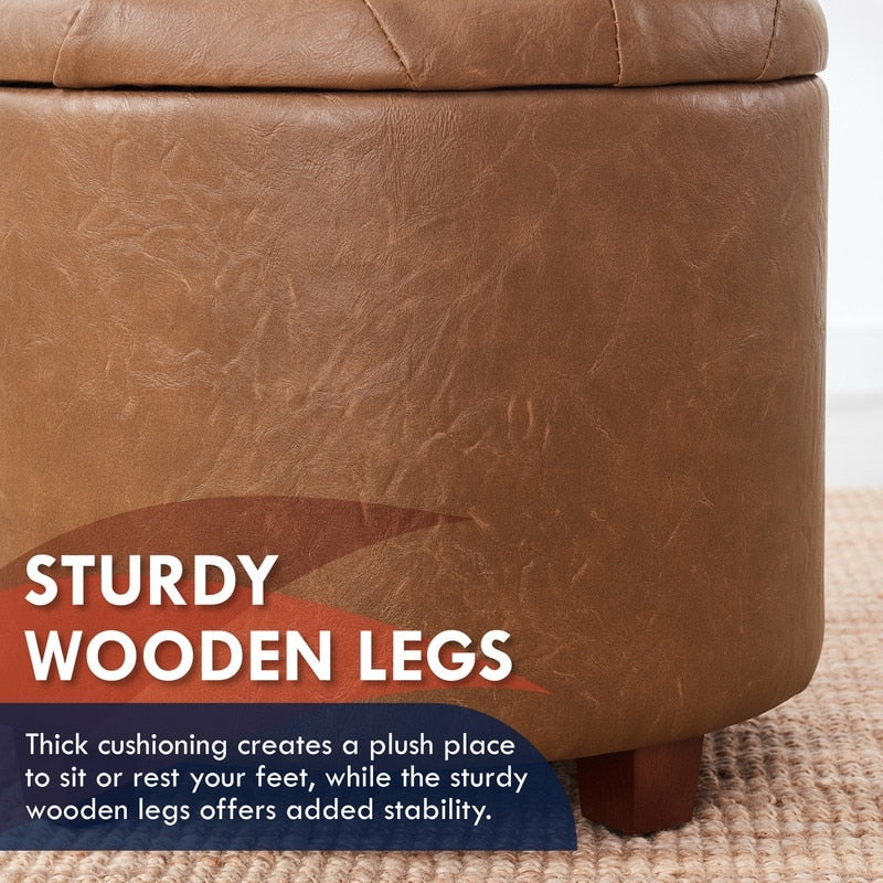 Pouf de rangement rond capitonné Donovan