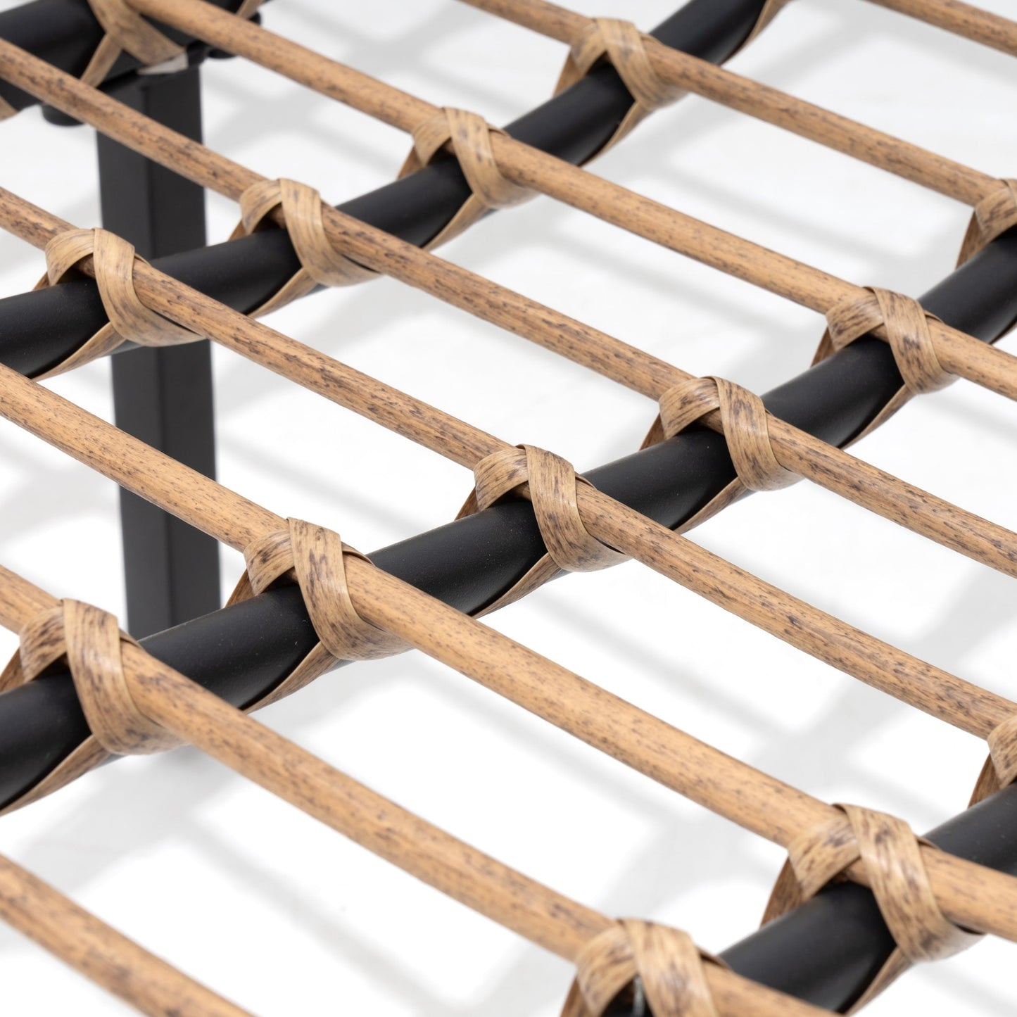 Fauteuil Papasan double avec coussin, rotin synthétique toutes saisons et cadre en métal pour intérieur et extérieur