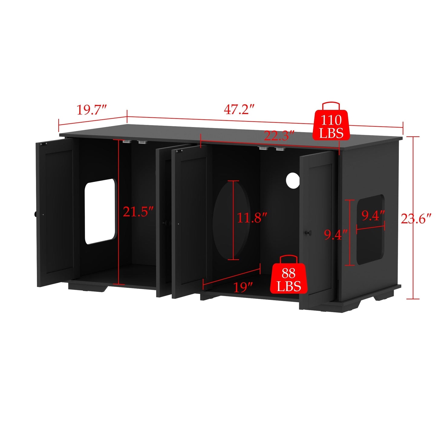 Meuble de dissimulation pour bac à litière pour chat et toilettes privées pour animaux de compagnie