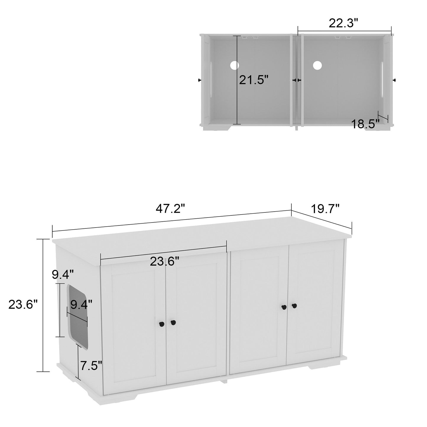 Meuble de dissimulation pour bac à litière pour chat et toilettes privées pour animaux de compagnie