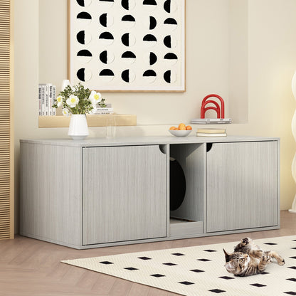 Meuble multifonctionnel pour bac à litière à double compartiment