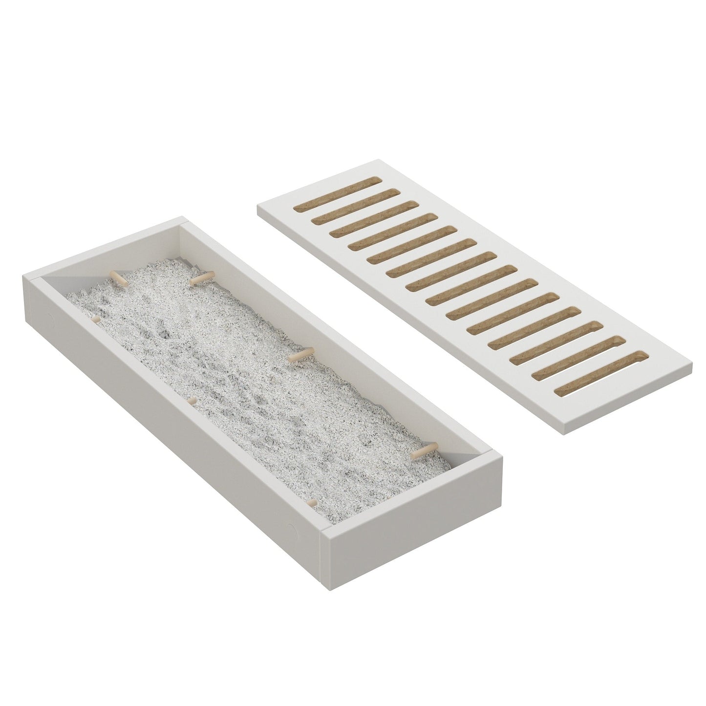 Meuble multifonctionnel pour bac à litière à double compartiment