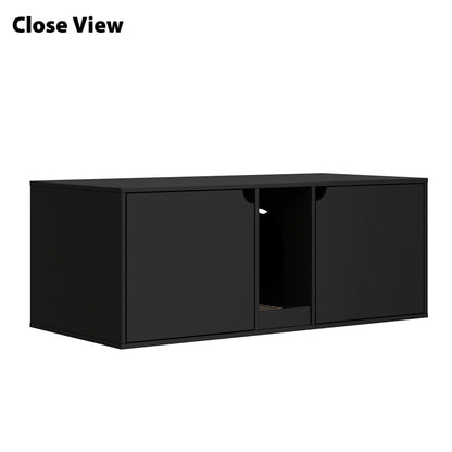 Meuble multifonctionnel pour bac à litière à double compartiment