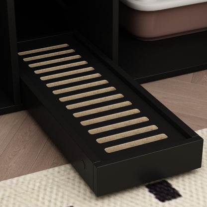 Meuble multifonctionnel pour bac à litière à double compartiment