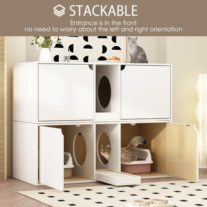 Meuble multifonctionnel pour bac à litière à double compartiment