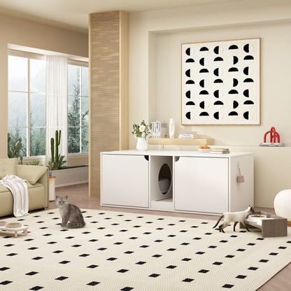 Meuble multifonctionnel pour bac à litière à double compartiment