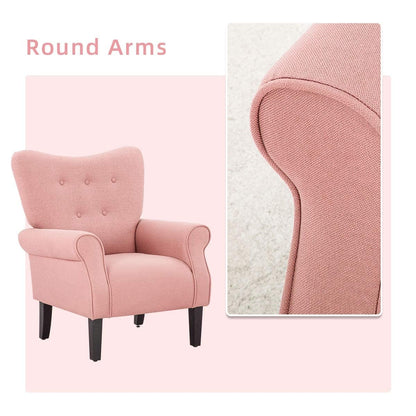 Fauteuil d'appoint moderne Erommy, fauteuil à dossier haut, canapé simple en tissu rembourré avec pieds en bois pour salon