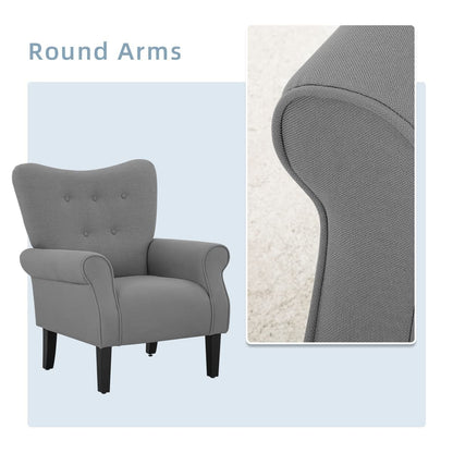 Fauteuil d'appoint moderne Erommy, fauteuil à dossier haut, canapé simple en tissu rembourré avec pieds en bois pour salon