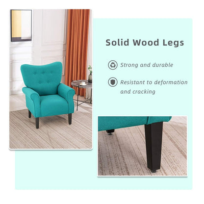 Fauteuil d'appoint moderne Erommy, fauteuil à dossier haut, canapé simple en tissu rembourré avec pieds en bois pour salon