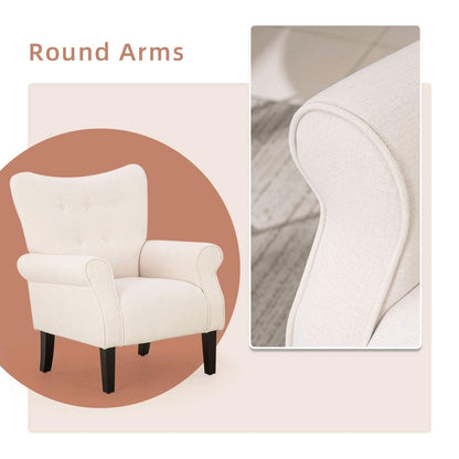 Fauteuil d'appoint moderne Erommy, fauteuil à dossier haut, canapé simple en tissu rembourré avec pieds en bois pour salon