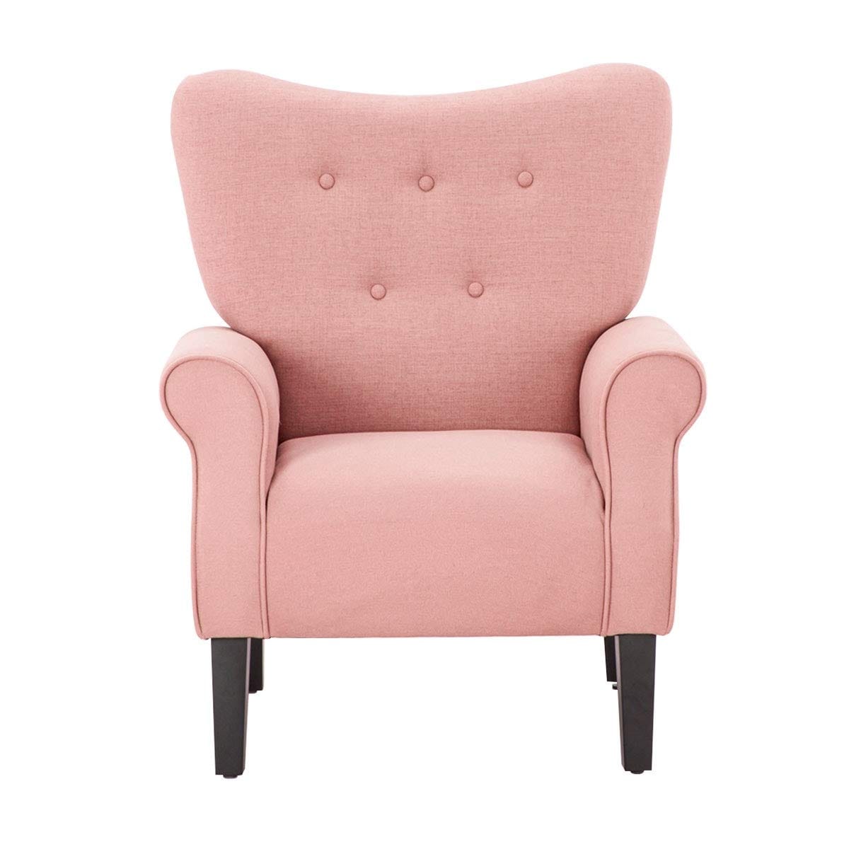 Fauteuil d'appoint moderne Erommy, fauteuil à dossier haut, canapé simple en tissu rembourré avec pieds en bois pour salon