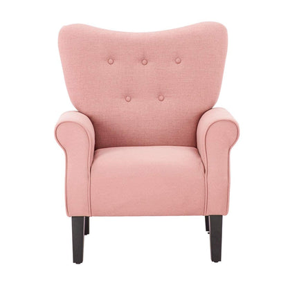 Fauteuil d'appoint moderne Erommy, fauteuil à dossier haut, canapé simple en tissu rembourré avec pieds en bois pour salon