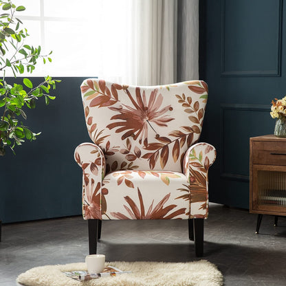 Fauteuil d'appoint moderne Erommy, fauteuil à dossier haut, canapé simple en tissu rembourré avec pieds en bois pour salon