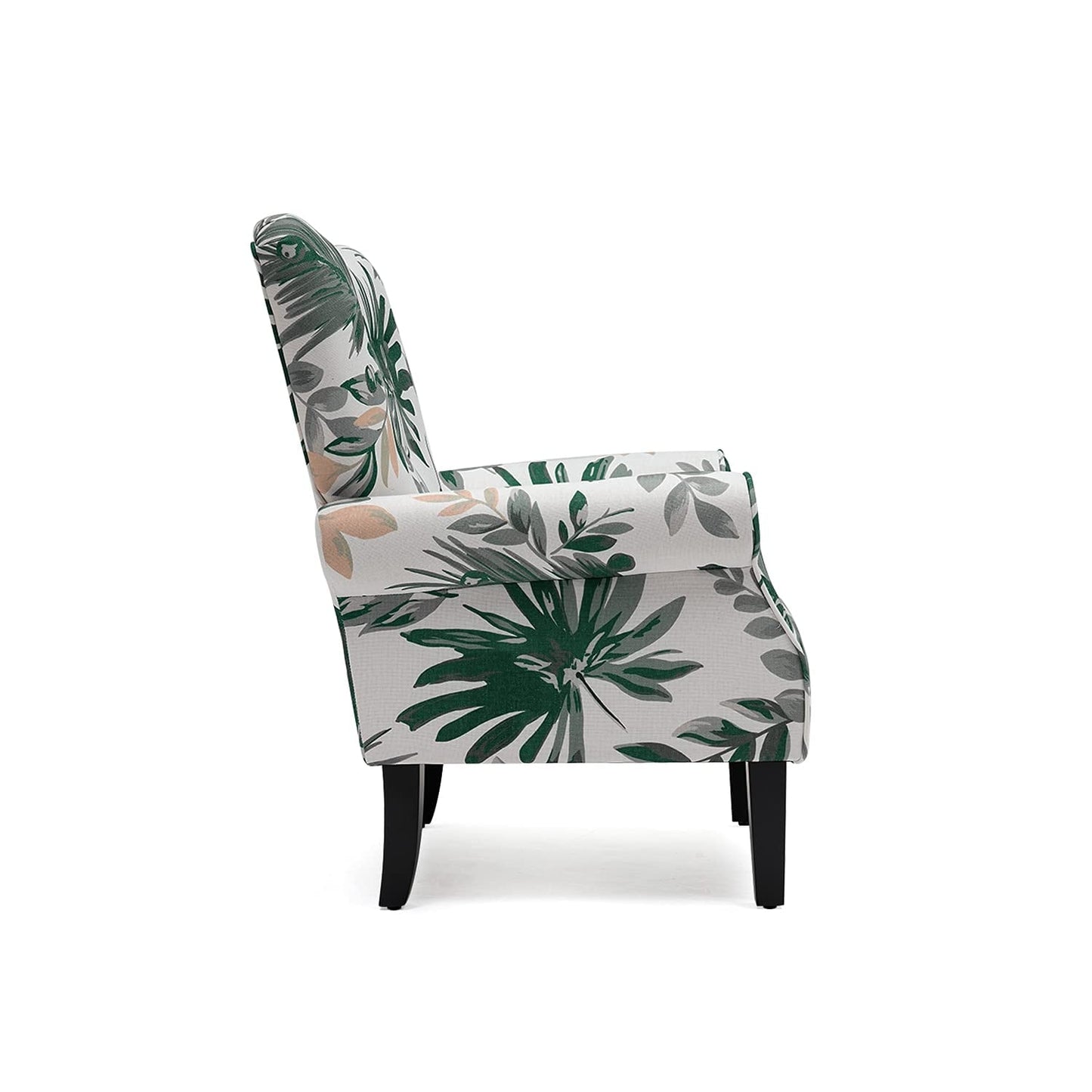 Fauteuil d'appoint moderne Erommy, fauteuil à dossier haut, canapé simple en tissu rembourré avec pieds en bois pour salon