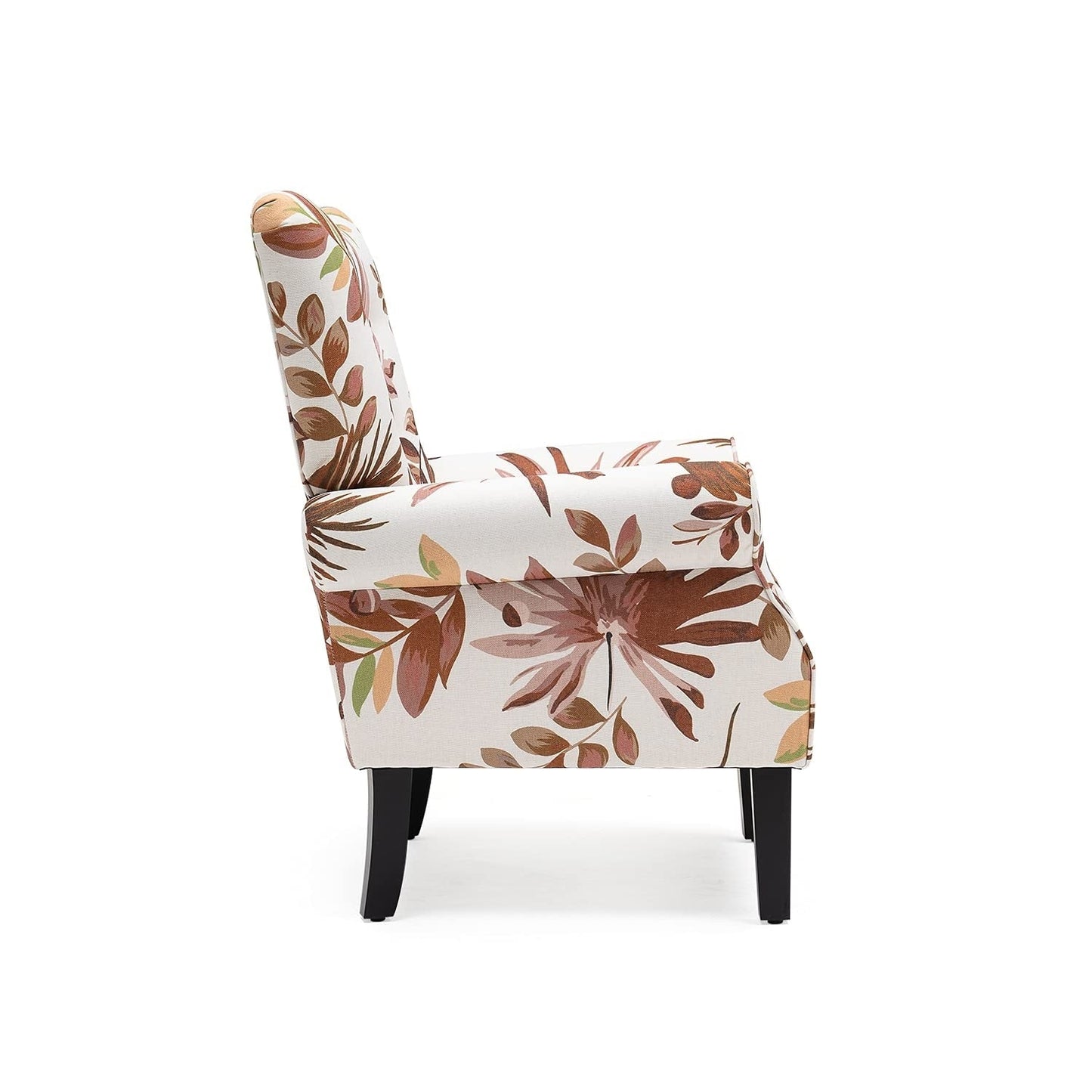 Fauteuil d'appoint moderne Erommy, fauteuil à dossier haut, canapé simple en tissu rembourré avec pieds en bois pour salon