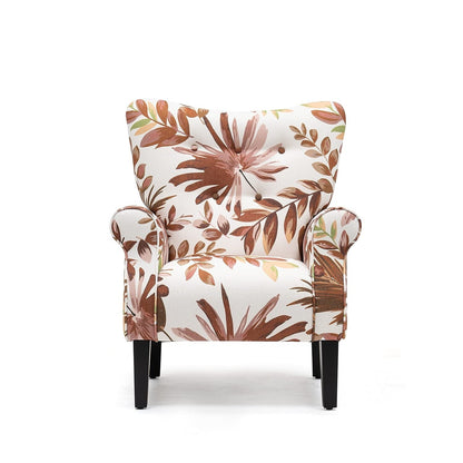 Fauteuil d'appoint moderne Erommy, fauteuil à dossier haut, canapé simple en tissu rembourré avec pieds en bois pour salon