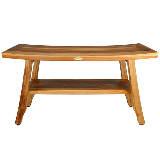 Banc de douche en teck EcoDecors Satori 34 pouces, banc en bois, banc de salle de bain, sièges de douche pour adultes, tabouret de douche en teck