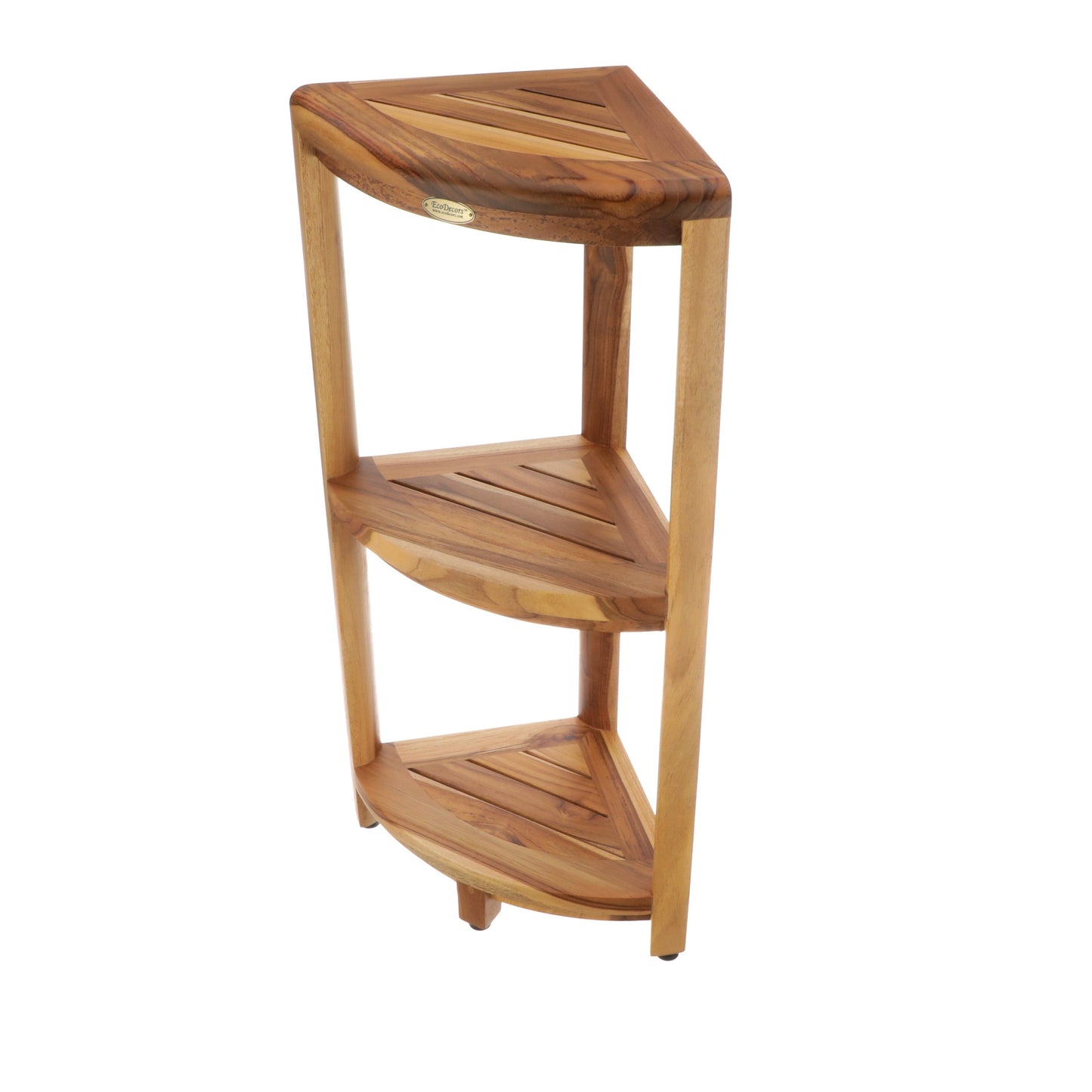 Table de douche à 3 niveaux EcoDecors, étagère de douche sur pied, étagère de douche en teck, support de rangement de douche, étagère en teck