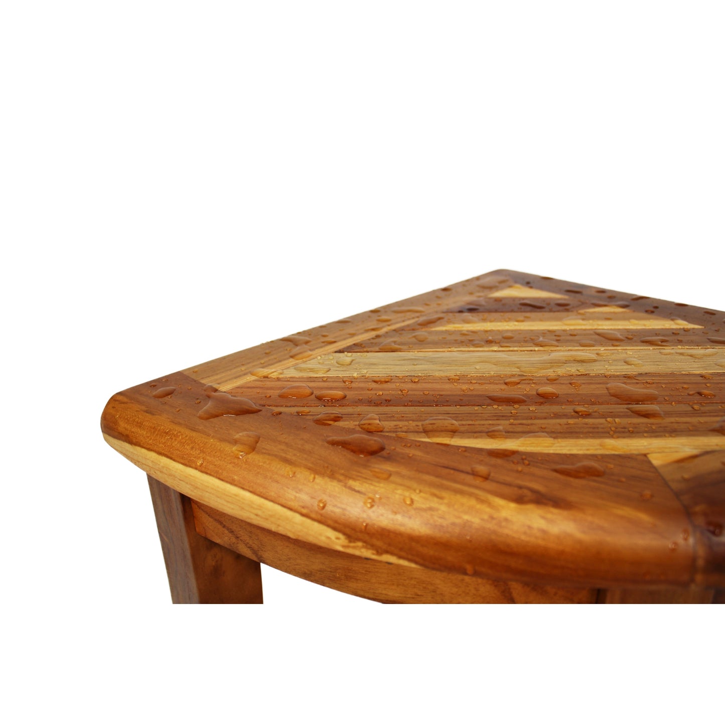 EcoDecors, Banc de douche élégant en teck, Tabouret de douche d'angle en teck, Banc de douche d'angle en teck, Avec étagère