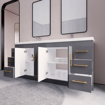 Meuble-lavabo autoportant Eliza de 72 po avec double vasque