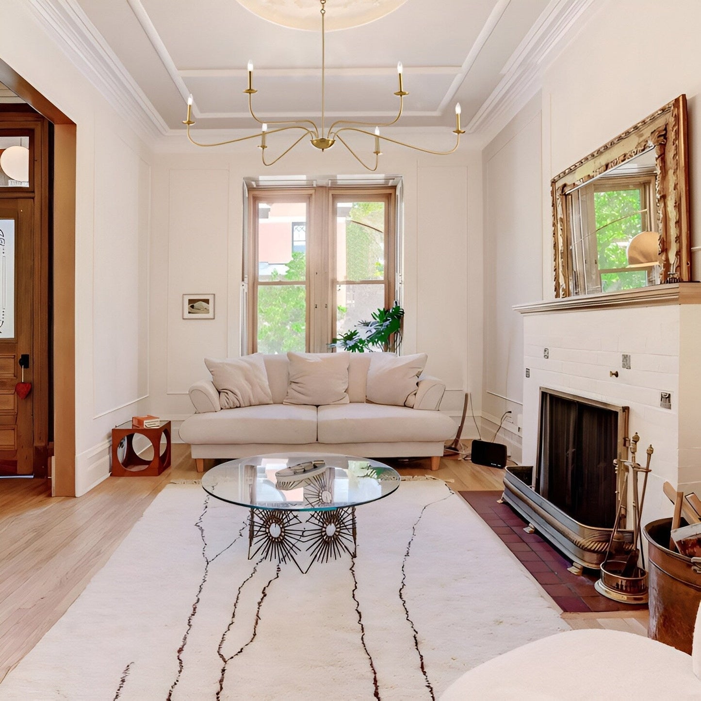 Lustre minimaliste français classique à 6 lumières avec éclairage de style bougie