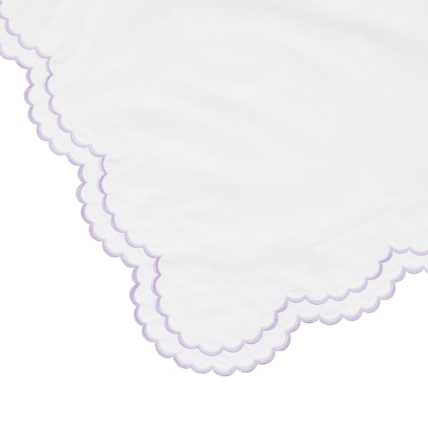 Parure de couette et taie d'oreiller double en percale de coton brodée et festonnée