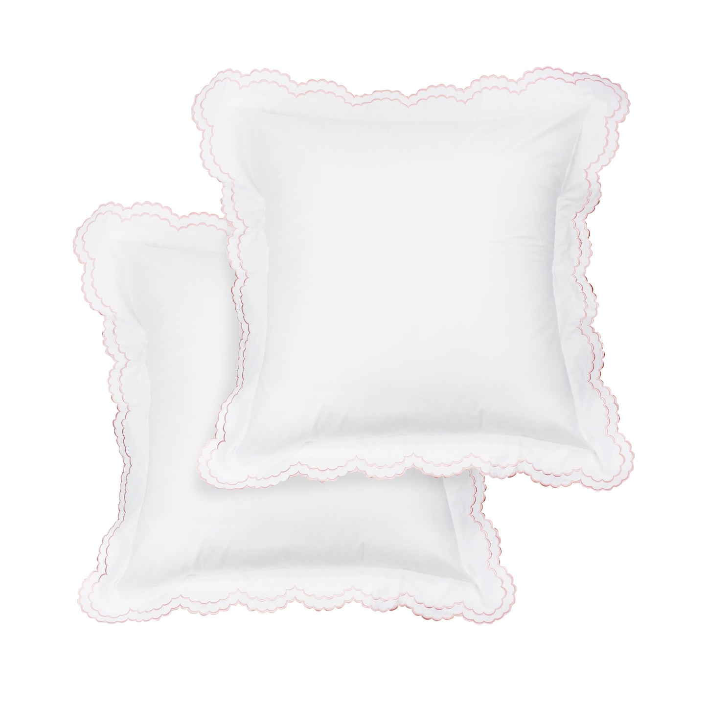 Parure de couette et taie d'oreiller double en percale de coton brodée et festonnée