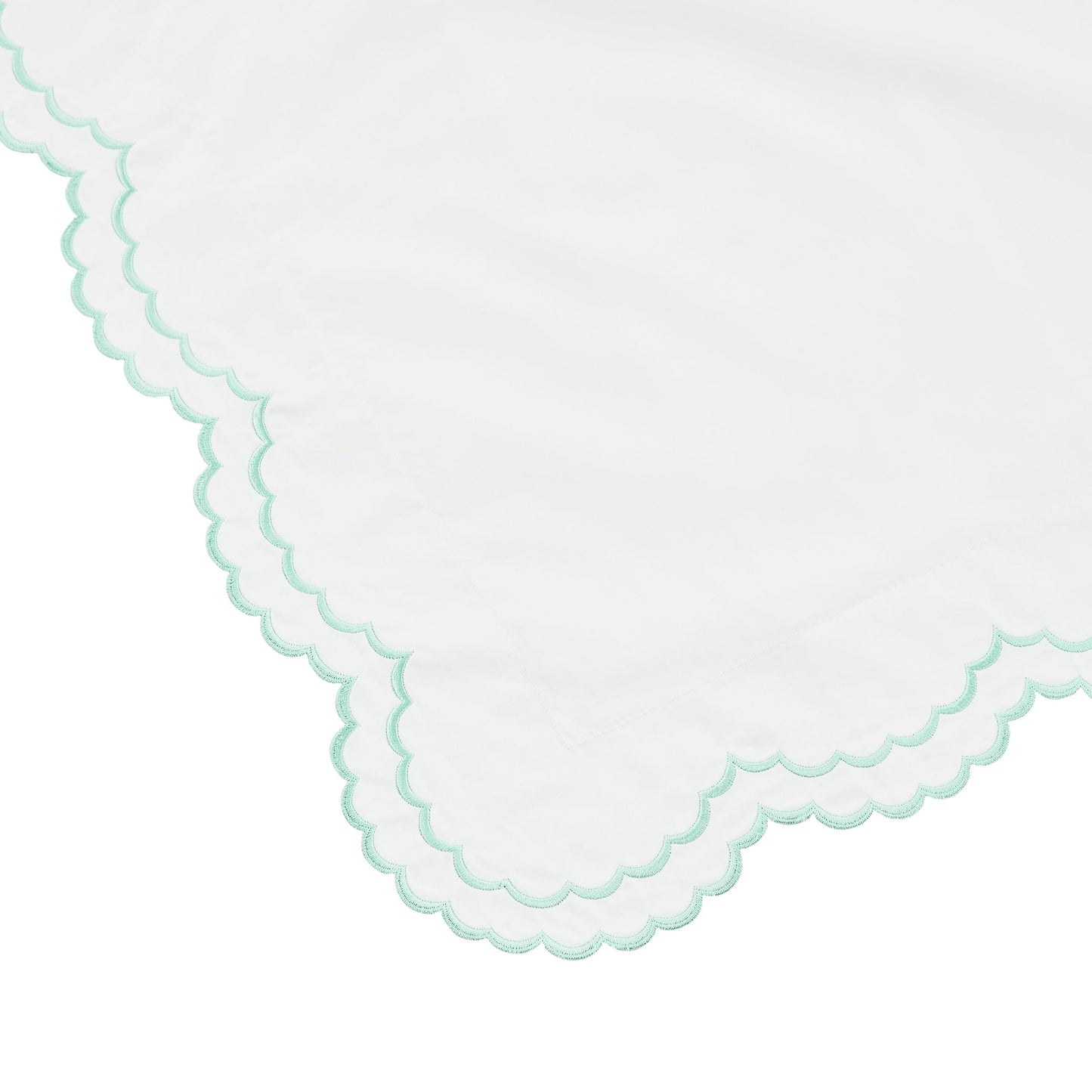 Parure de couette et taie d'oreiller double en percale de coton brodée et festonnée