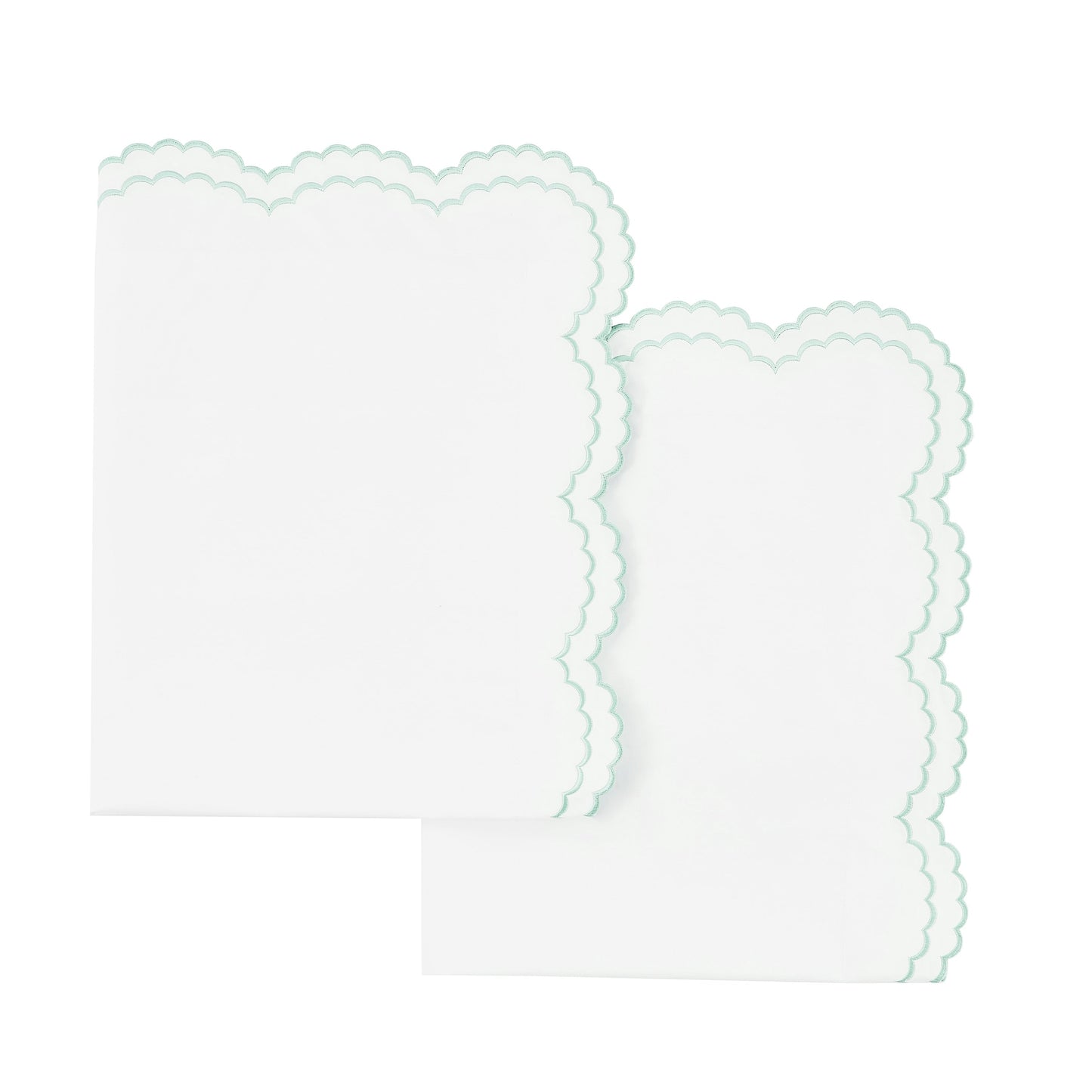 Parure de couette et taie d'oreiller double en percale de coton brodée et festonnée