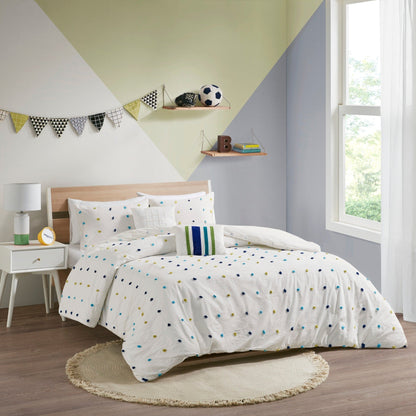 Parure de lit Ensley en coton jacquard à pompons par Intelligent Design Kids