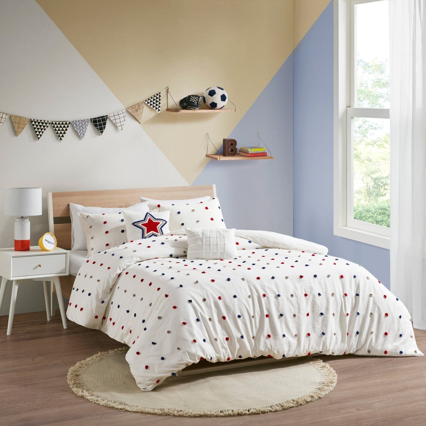Parure de lit Ensley en coton jacquard à pompons par Intelligent Design Kids