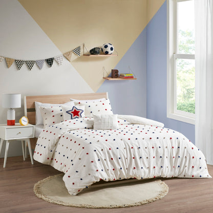 Parure de lit Ensley en coton jacquard à pompons par Intelligent Design Kids