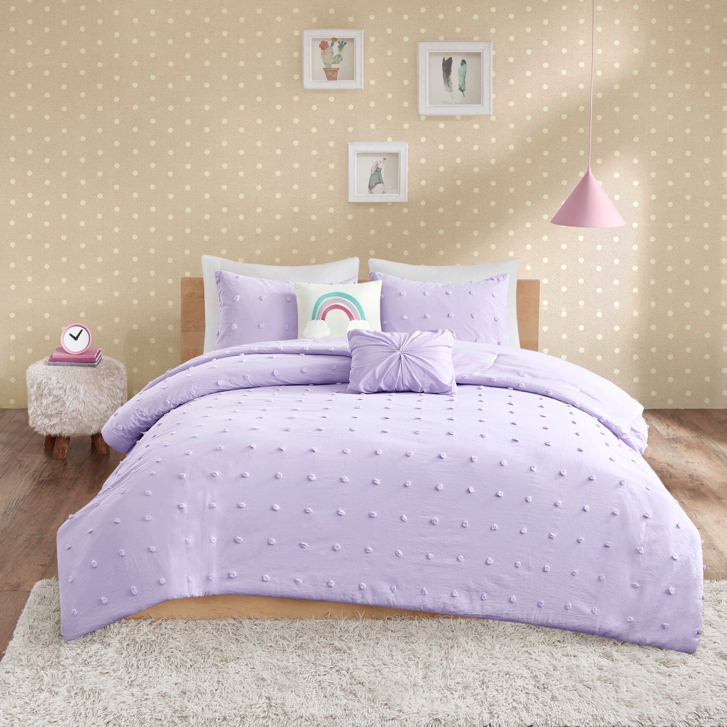 Parure de lit Ensley en coton jacquard à pompons par Intelligent Design Kids