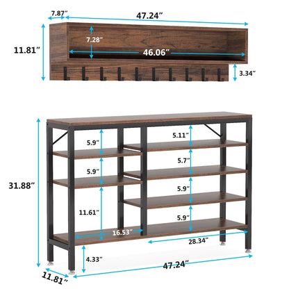 Ensemble de porte-manteaux et bancs à chaussures pour entrée, porte-manteaux et porte-chaussures industriel